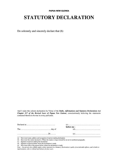 statutory declaration template.